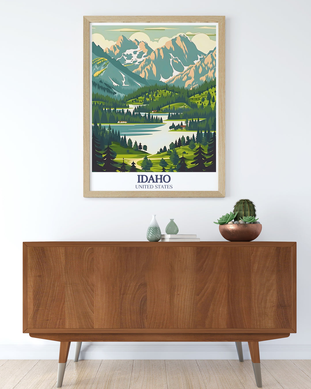 An Idaho wall art print showcasing the stunning vistas of Sawtooth National Recreation Area and the dramatic cliffs of Hells Canyon. This artwork is ideal for adding a touch of the great outdoors to your living space, making it a unique gift for adventure lovers.