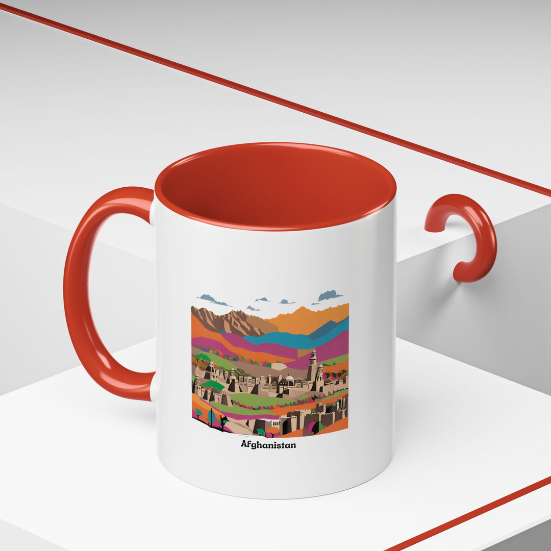 A stunning Afghanistan Mug with intricate Afghan patterns crafted on durable ceramic. Ideal for personal use or gifting, this dishwasher and microwave-safe mug offers a blend of practicality and vibrant Afghan-inspired design for art enthusiasts and travelers.