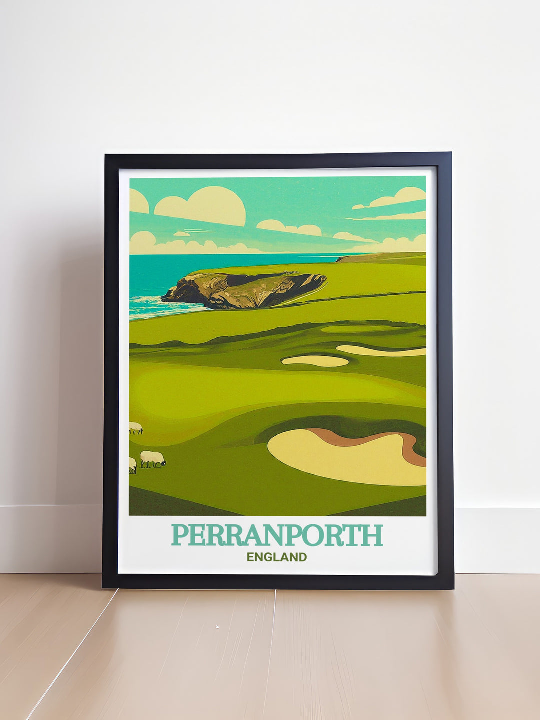 Beautiful Perranporth wall art showcasing the iconic Perranporth Golf Club in England. Perfect for golf enthusiasts and art lovers. This detailed artwork brings the tranquility and splendor of the golf course to life.