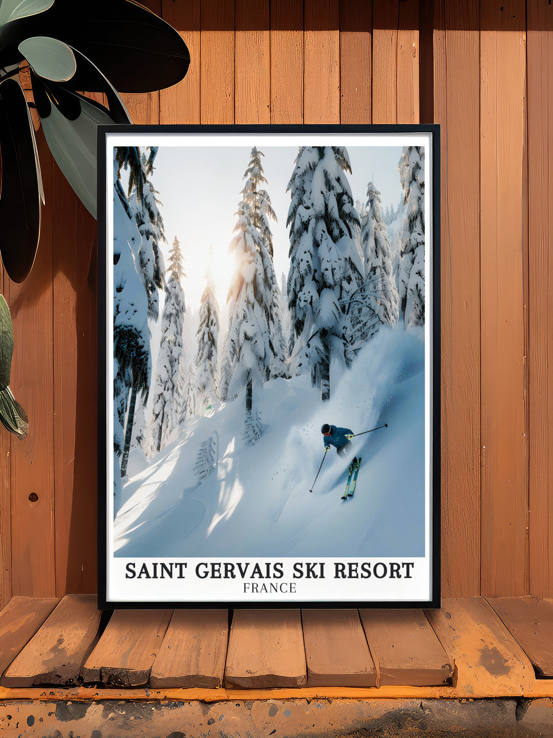 A vintage travel print of Saint Gervais Mountain, capturing the classic charm of the French Alps. This artwork is ideal for adding a touch of nostalgia and elegance to any room, celebrating the beauty of one of Europes most iconic mountains.