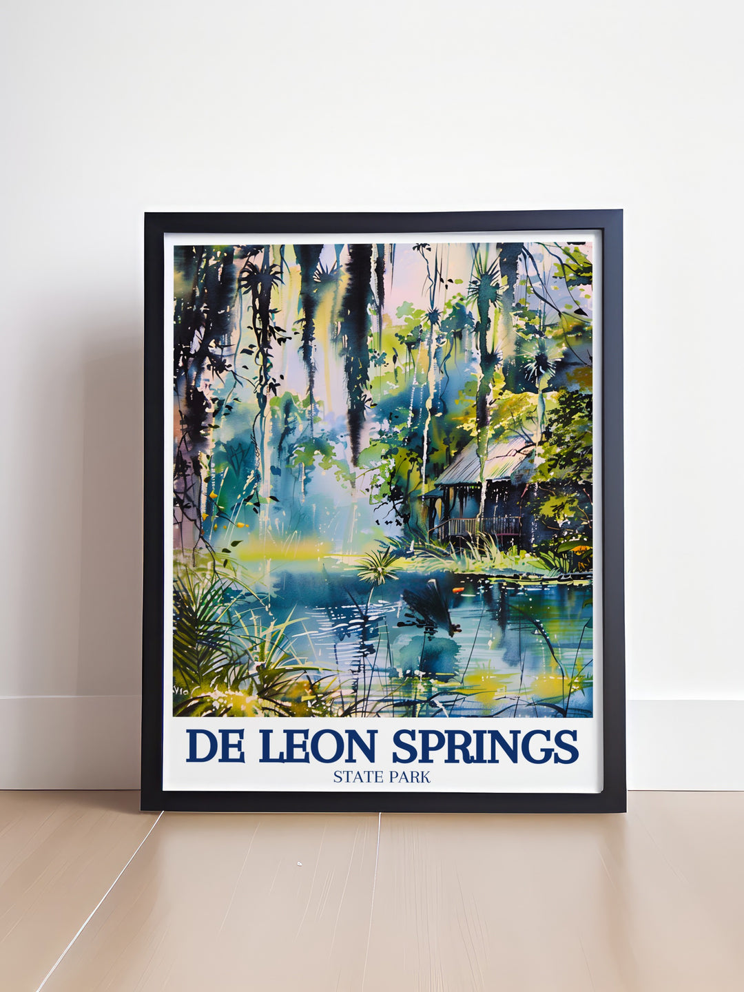 Lake George Travel Poster featuring the peaceful and expansive landscapes of Lake George State Forest, capturing the essence of Floridas natural beauty. This travel poster is perfect for those who love the outdoors and want to bring a piece of Floridas wilderness into their home.