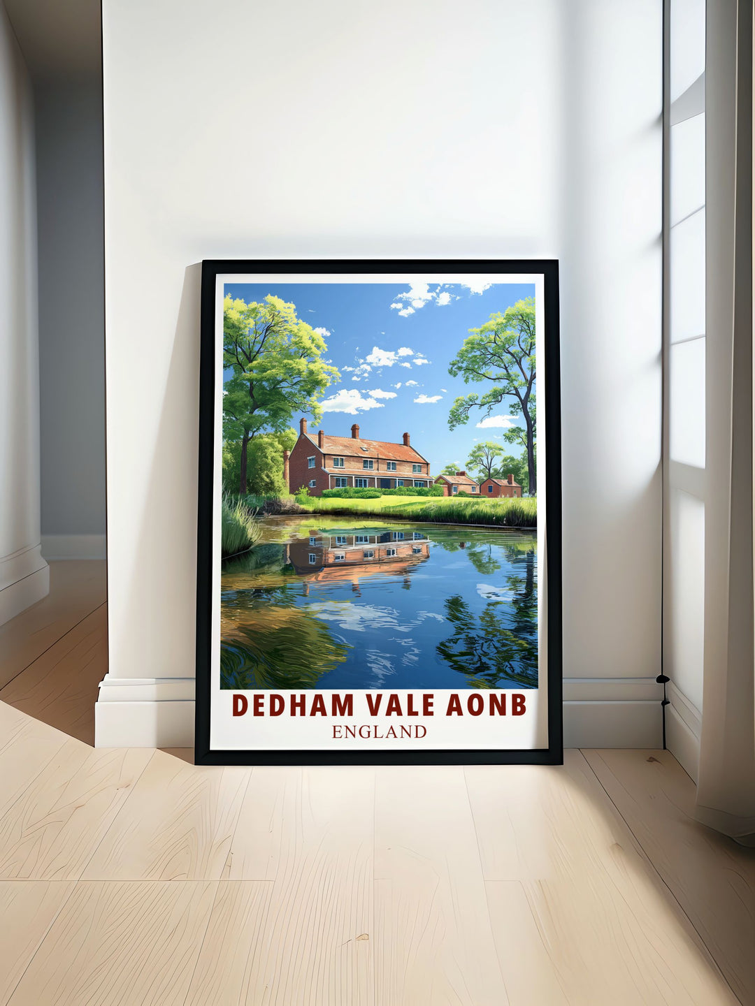 This Dedham Vale travel print captures the timeless beauty of Constable Country and the peaceful Stour River, offering a stunning depiction of the British countryside. Perfect for home décor or as a gift for those who love nature and art.