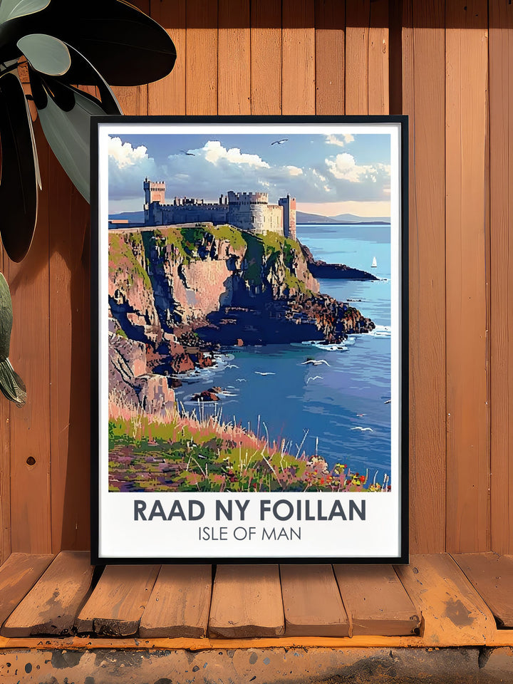 Elegant Peel Castle Framed Prints showcasing Isle of Man scenery including Bucket List Prints of Raad Ny Foillan Hike and Manx Coastal Path ideal for enhancing your home with sophisticated decor