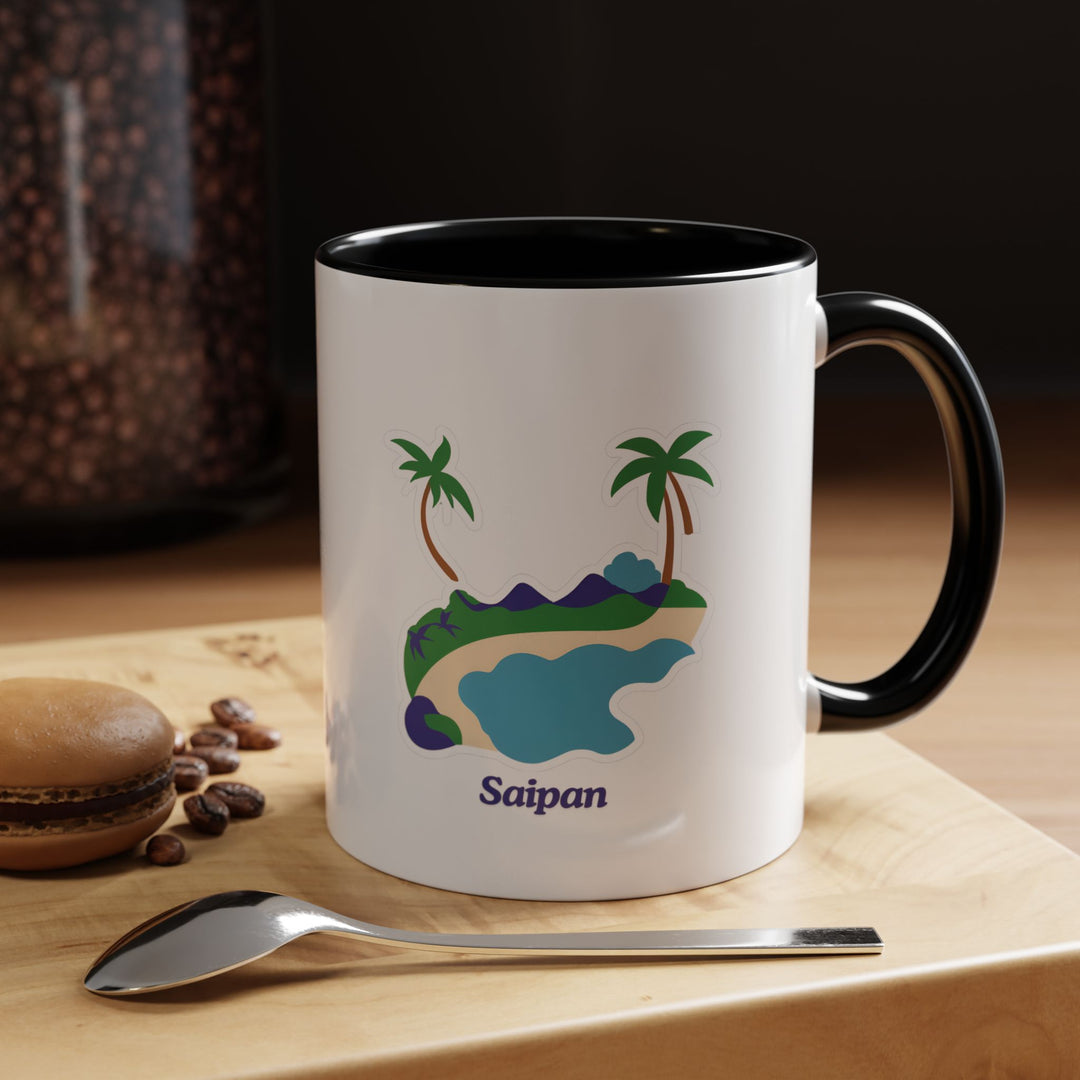 Enjoy your favorite beverage with this Saipan mug featuring vibrant images of Saipans breathtaking beaches and lush landscapes. Crafted from durable ceramic, dishwasher and microwave safe, perfect for coffee and tea lovers. An excellent gift for travelers and art enthusiasts.