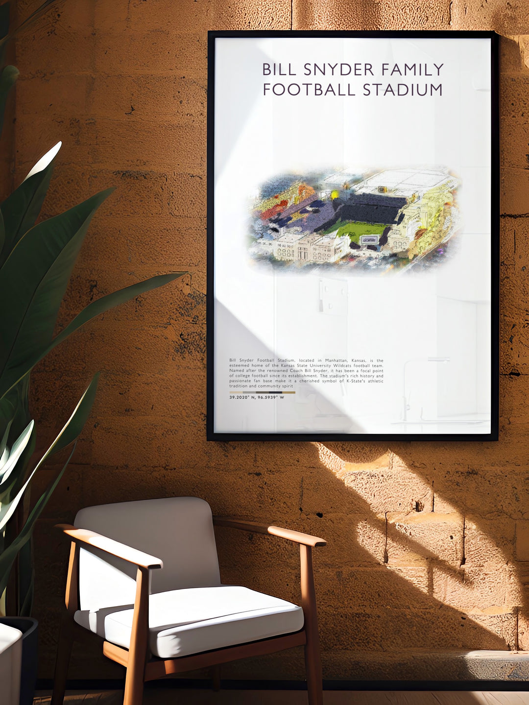 Eye catching Wildcats print with Bill Snyder Family Stadium perfect for Kansas State fans looking to decorate their college dorms with a touch of football spirit and history making it a standout addition to your wall art collection.