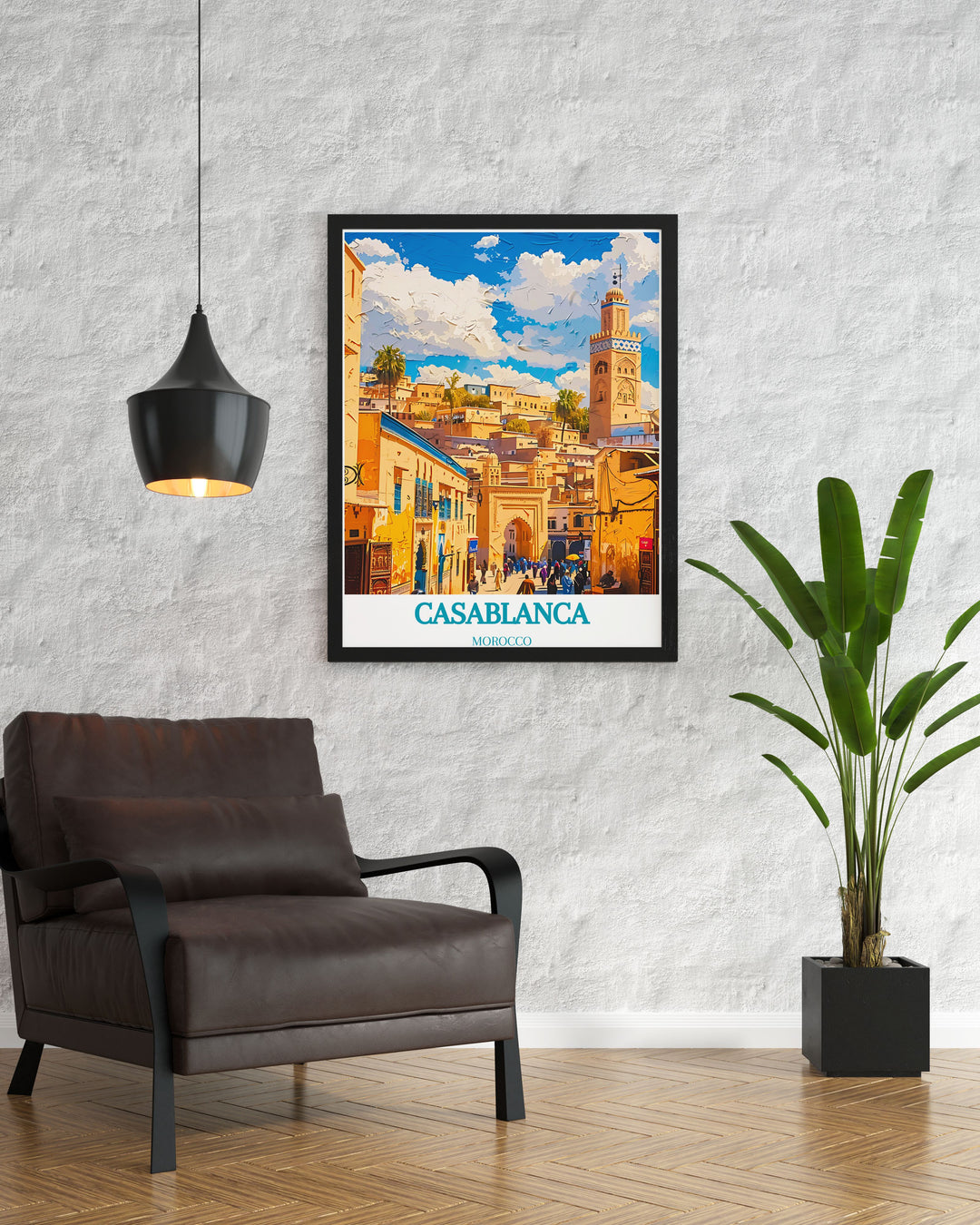 This poster artfully depicts Old Medina and its role as a central landmark in Casablanca, offering a perfect blend of historic marvels and urban landscapes for your decor.