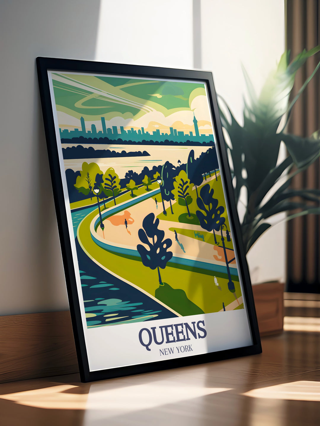 Enhance your living room decor with a Gantry Plaza State Park Manhattan views stunning print displaying the vibrant skyline of New York City from Queens a perfect addition to your art collection