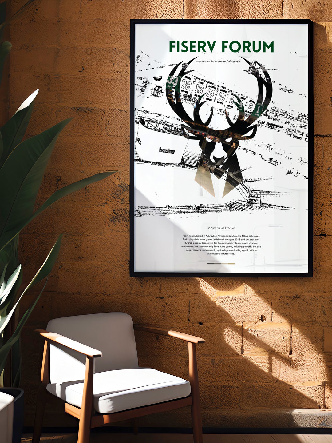 Fiserv Forum stunning prints featuring Giannis Antetokounmpo and other Bucks stars like Khris Middleton and Pat Connaughton perfect for basketball lovers and makes an excellent gift for boys or gifts for Dad