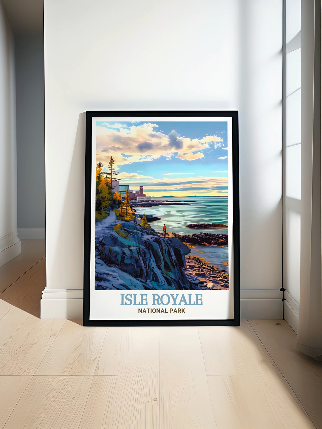 Scoville Point modern prints showcasing the serene beauty of Isle Royale National Park perfect for any room adding a touch of nature to your decor ideal for national park art and national park travel enthusiasts