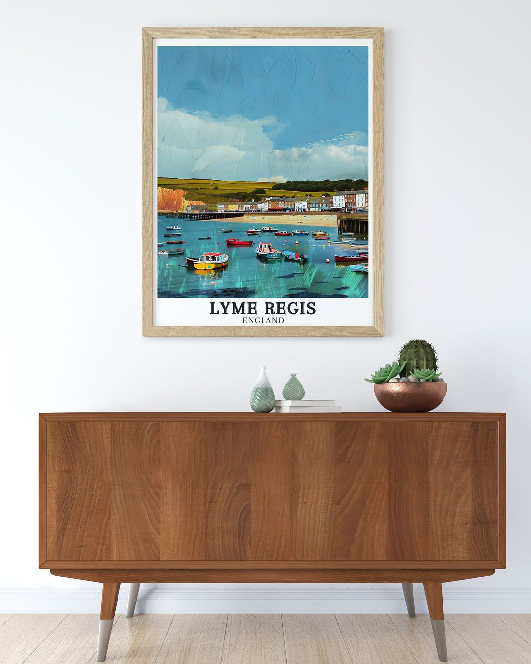 Featuring the Jurassic Coasts majestic cliffs and the Cobbs serene beauty, this wall poster is perfect for lovers of Englands seaside towns. The artwork offers a timeless glimpse into one of the UKs most picturesque destinations, making it a wonderful addition to any home.