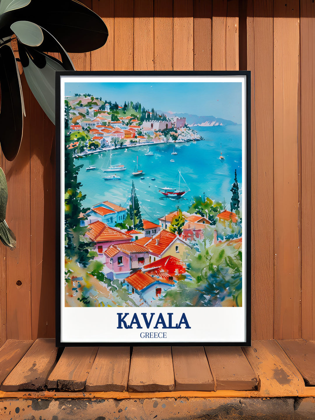 Aegean Sea Wall Art capturing the deep blues of the sea as it meets the horizon, with Kavalas coastline in view, perfect for creating a peaceful ambiance in your living room or office.