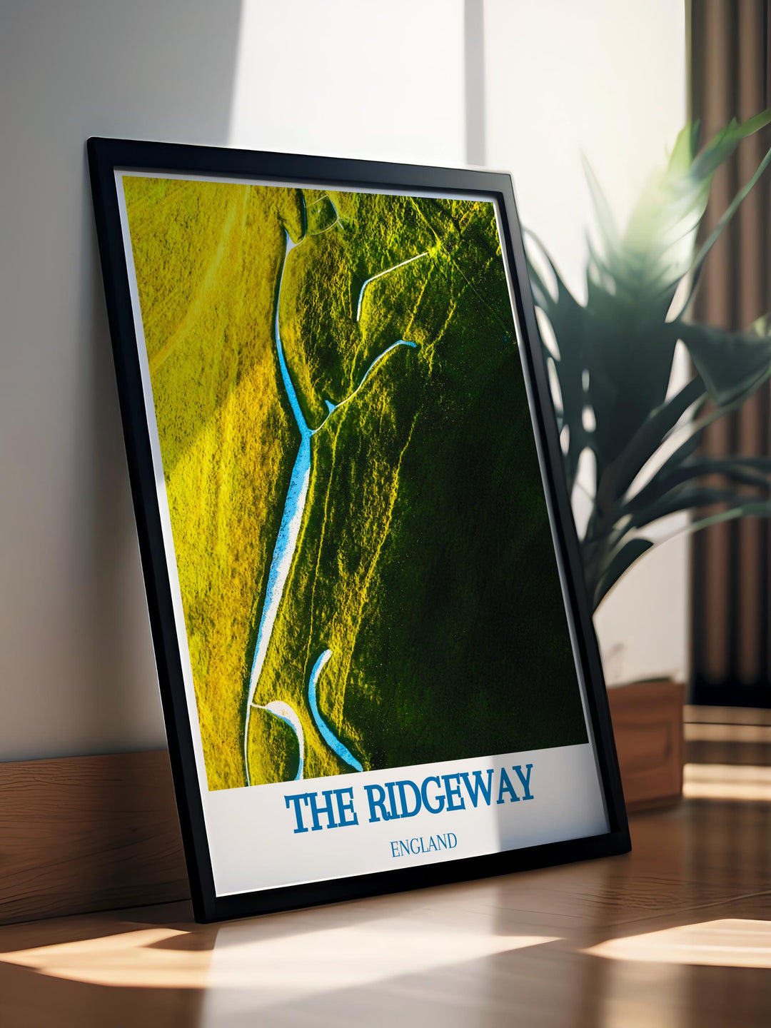 The Ridgeway Print and Uffington White Horse Artwork highlight the scenic beauty of the Chilterns AONB ideal for those who appreciate the charm of the English countryside perfect as a UK hiking gift or as a centerpiece for your home decor