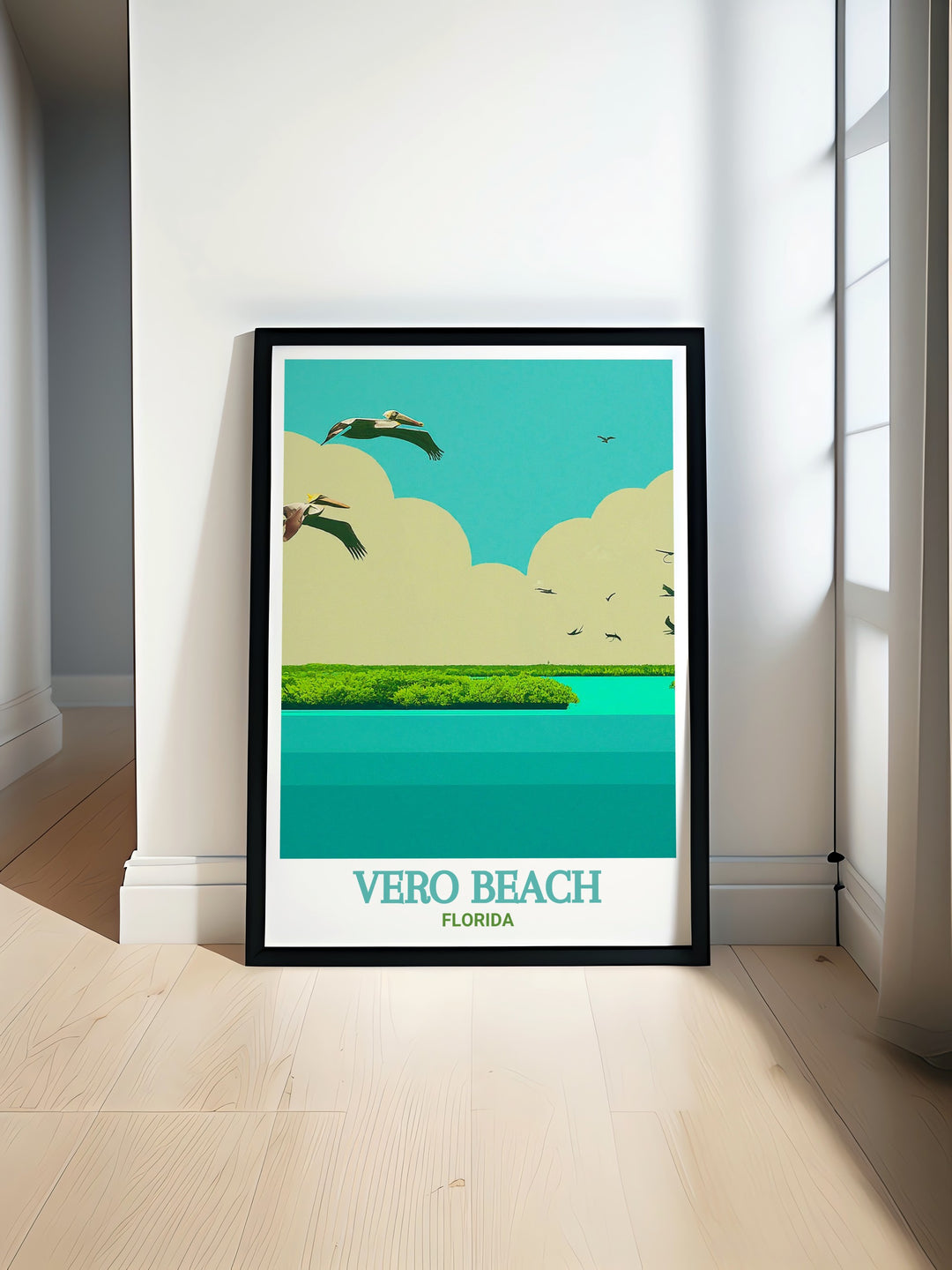 Vero Beach wall art featuring the breathtaking views of Floridas Atlantic coastline. This travel print captures the essence of Florida beach life, making it an excellent gift for beach lovers or as a unique home décor piece.