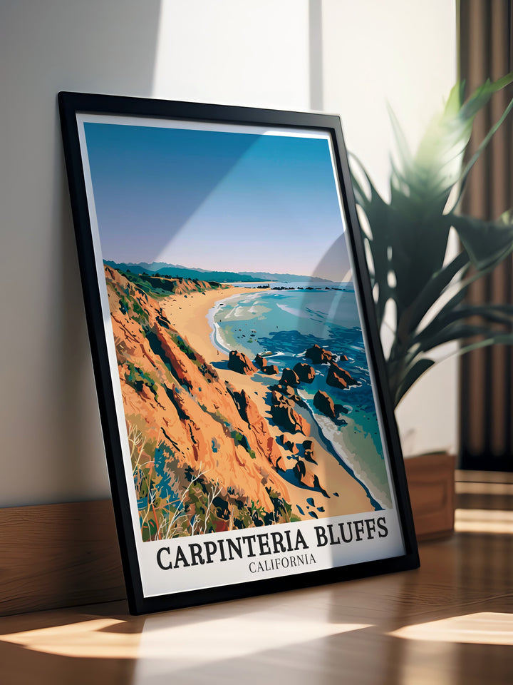 Elegant California artwork featuring Carpinteria Bluffs Nature Preserve and Carpinteria perfect for those who appreciate the natural beauty of California and wish to bring a piece of its stunning landscapes into their home or office decor