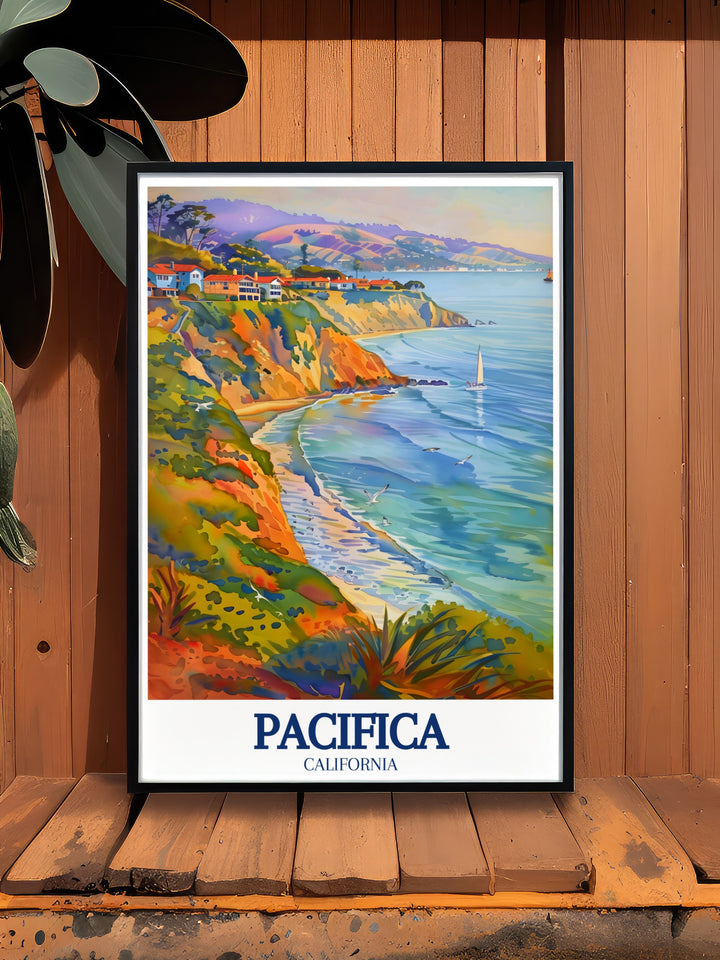 Pacific State Beach and San Mateo County modern art capturing the serene beauty of California ideal for adding sophistication to your home