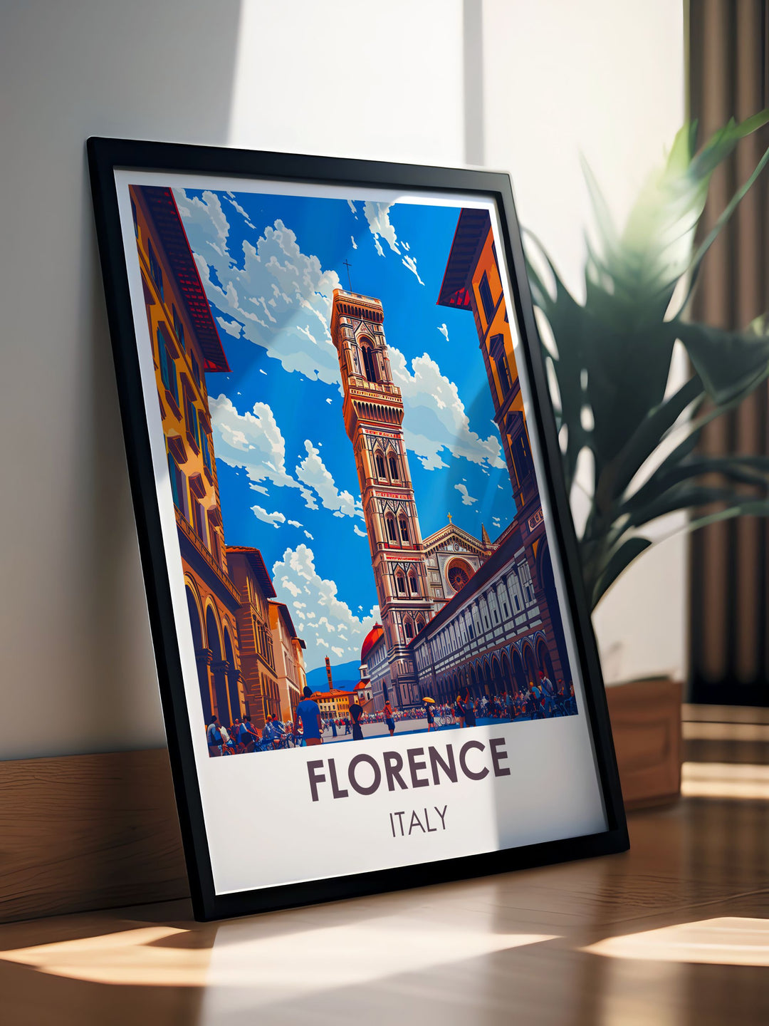 Illustration of Piazza della Signoria in Florence, showcasing the historic square with its stunning sculptures and architecture.
