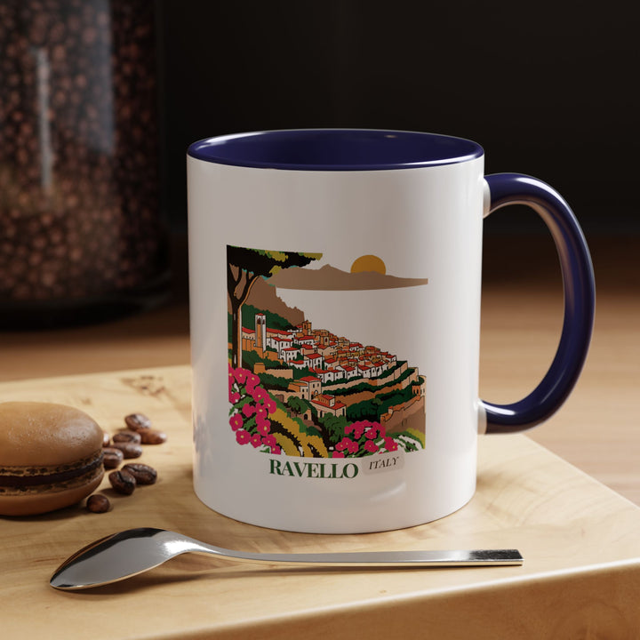 Enjoy your favorite beverages with this Ravello Italy mug showcasing vibrant artwork of Ravello’s scenic landscapes and historic architecture. Durable and dishwasher safe, it is perfect for personal use or as a meaningful gift for collectors and nature lovers.