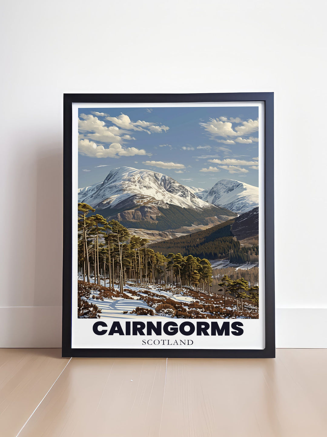 Elegant home decor with Cairngorms mountain range artwork highlighting the abstract nature of Scotlands iconic mountain range perfect for those who appreciate the beauty of the highlands and want to incorporate it into their living space