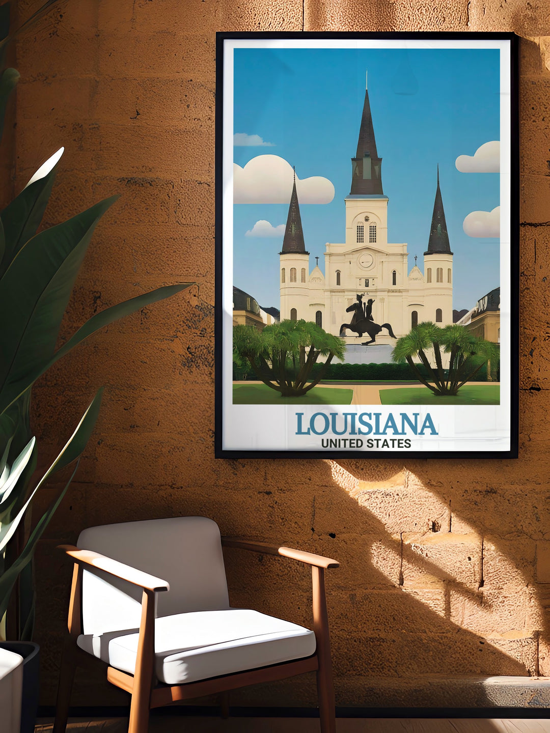 A canvas print celebrating the beauty of Louisianas St. Louis Cathedral in New Orleans. The rich colors and fine details bring the lively French Quarter to life, making this artwork a fantastic addition to any space that celebrates the unique charm of New Orleans.