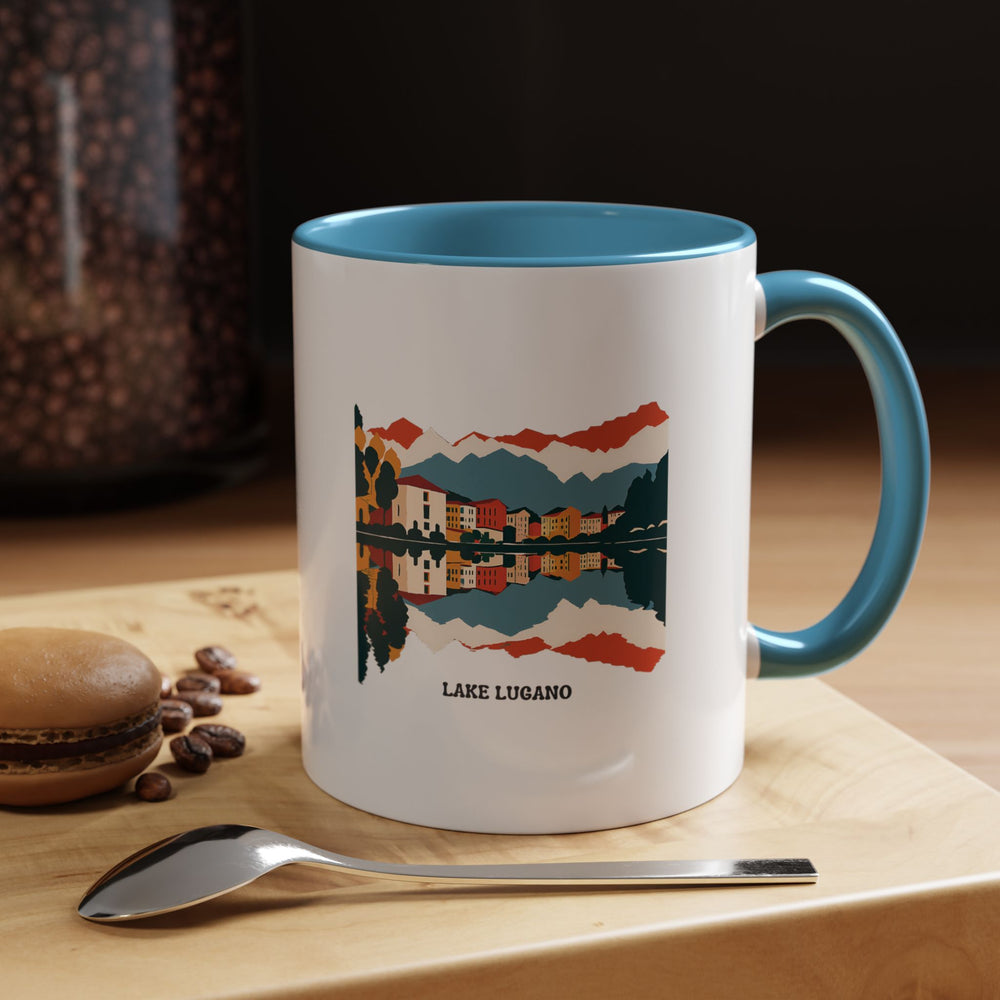 The Lake Lugano mug showcases stunning artwork of the serene Swiss-Italian lake. This ceramic mug is ideal for enjoying hot beverages and is microwave-safe and dishwasher-safe, making it a practical and meaningful gift for nature lovers.