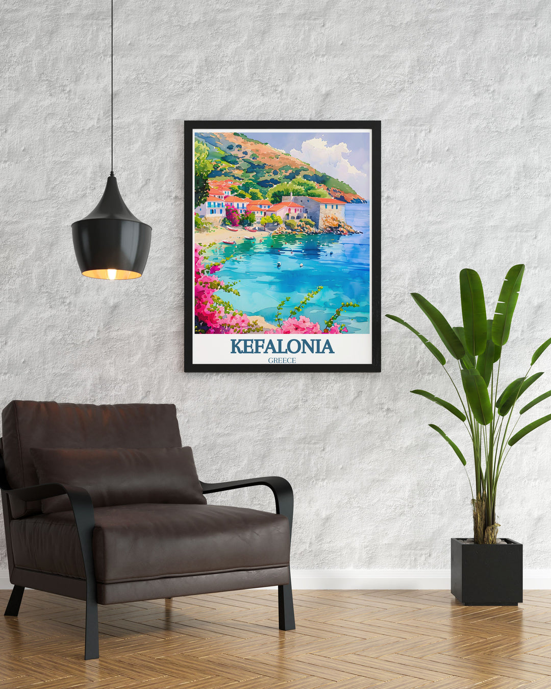 Add a piece of Greek paradise to your home with this Kefalonia canvas art. Featuring the timeless beauty of Assos Village and the Ionian Sea, its the perfect décor for anyone who appreciates island landscapes and coastal views.