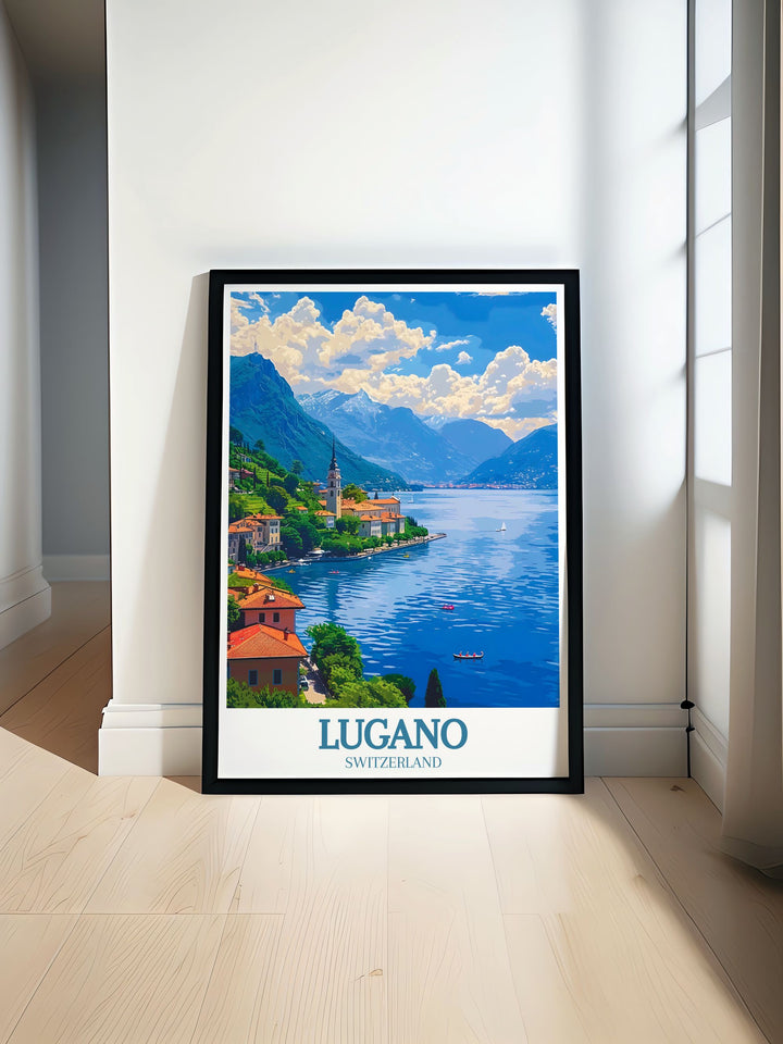 Celebrating the scenic trails and vibrant landscapes of Lugano, this travel poster brings the dynamic spirit of this Swiss city into your living space. Ideal for those who love lively atmospheres and rich cultural heritage.