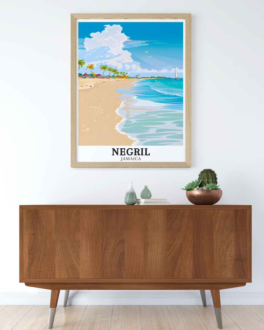 Caribbean Sea travel wall decor pieces capturing the enchanting scenery of Negril Coast, including Seven Mile Beach on Norman Manley Blvd. Perfect for those who love Caribbean travel, these wall decorations add a touch of natures beauty to any room. Enjoy the vivid colors and delicate details of the Caribbean Sea through our high quality travel wall art.