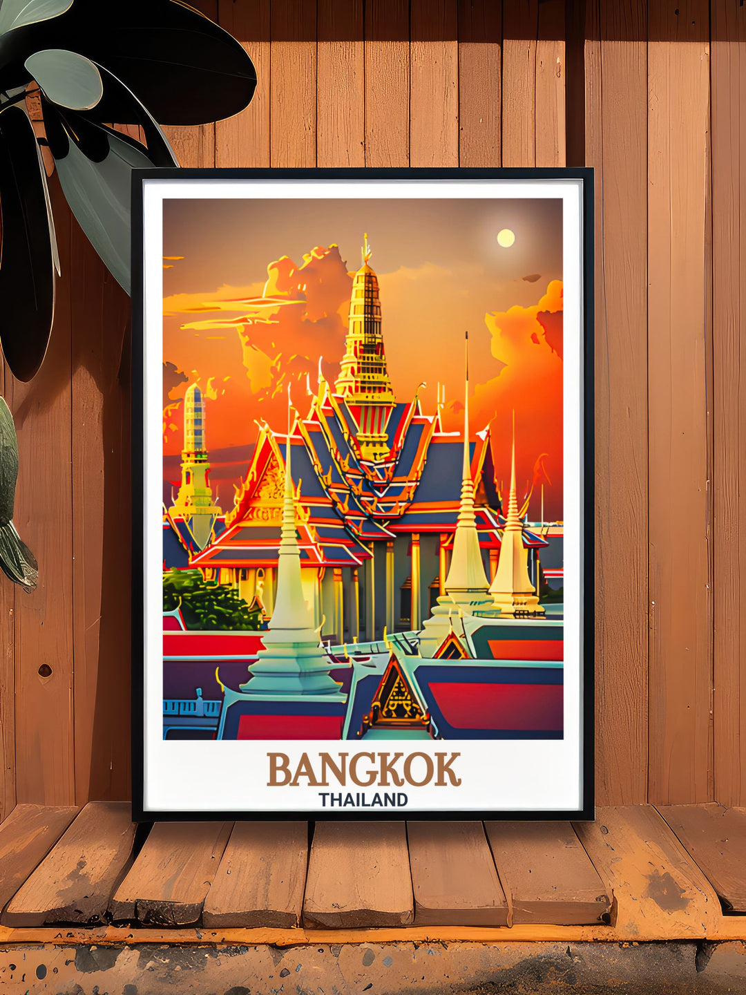 Bangkok Travel Print featuring the Grand Palace and vibrant cityscape designed to bring the energetic spirit of Bangkok into your home as elegant and artistic wall decor