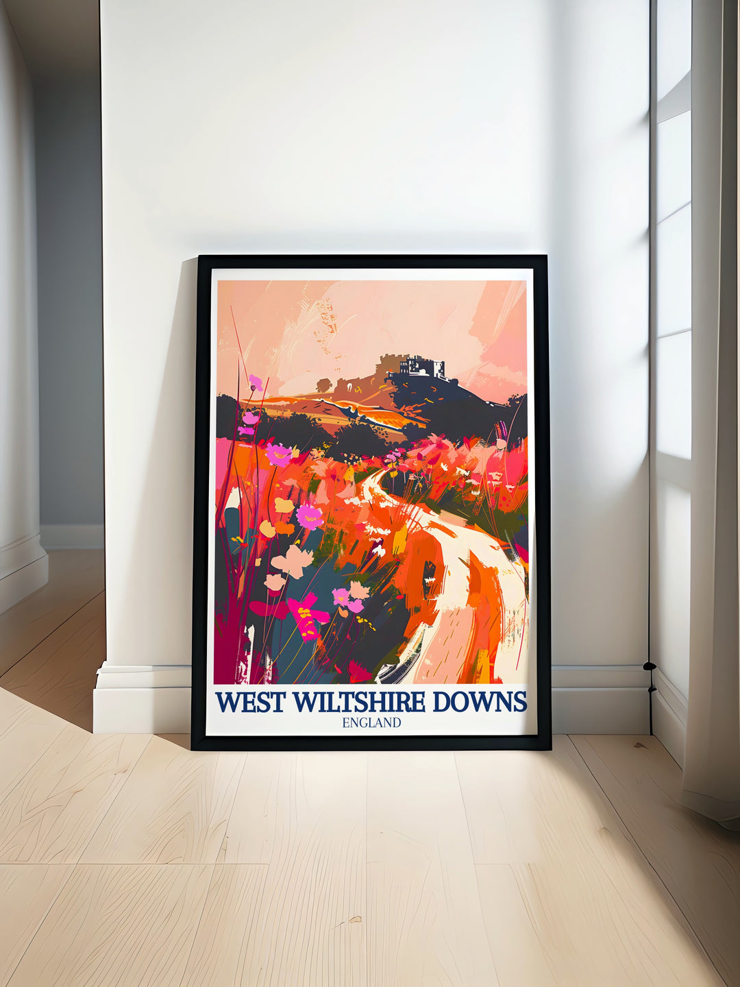 Beautiful UK travel poster featuring Silbury Hill and Cranborne Chase perfect for adding elegance to your living room or office space ideal for vintage travel print enthusiasts and history lovers