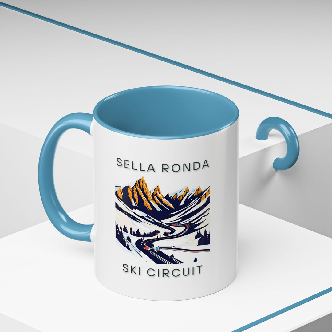 This Sella Ronda mug highlights the areas beauty with intricate artwork of famous peaks and scenic trails. Durable and dishwasher-safe, a perfect gift or personal keepsake for those who appreciate alpine charm and artistic design inspired by the Sella Ronda.