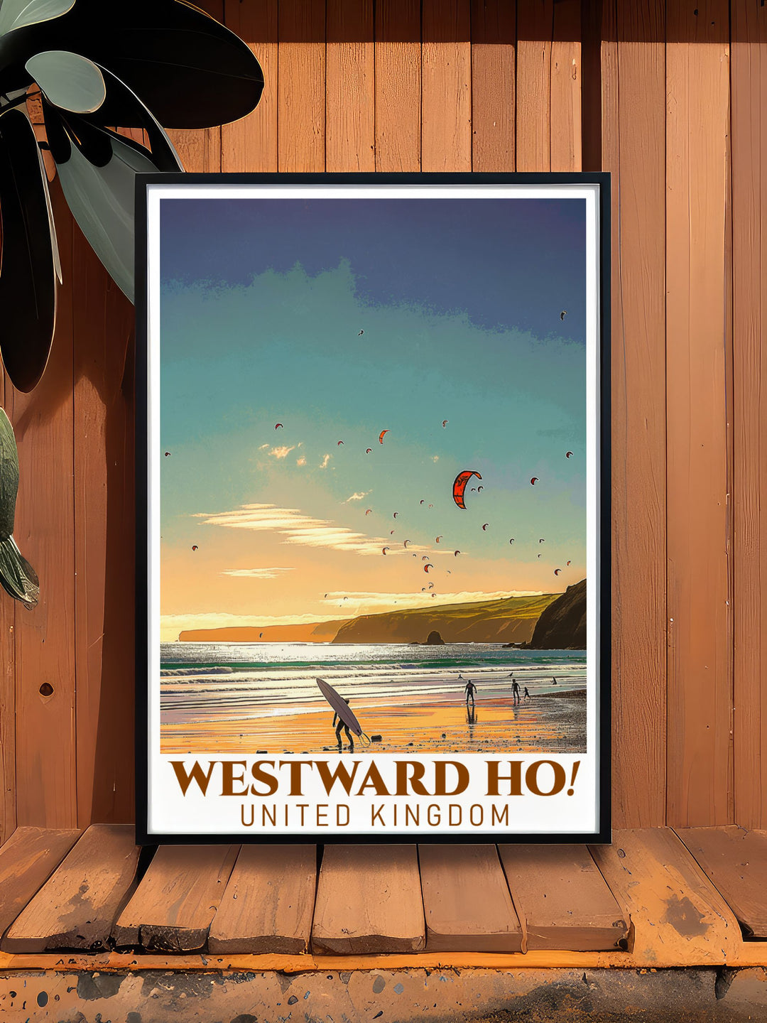 Enhance your space with Golden Sands Beach wall decor stunning prints of Devons coastline ideal for coastal art lovers and those seeking elegant home decor modern prints capture the beauty of Westward Ho beach creating a tranquil atmosphere