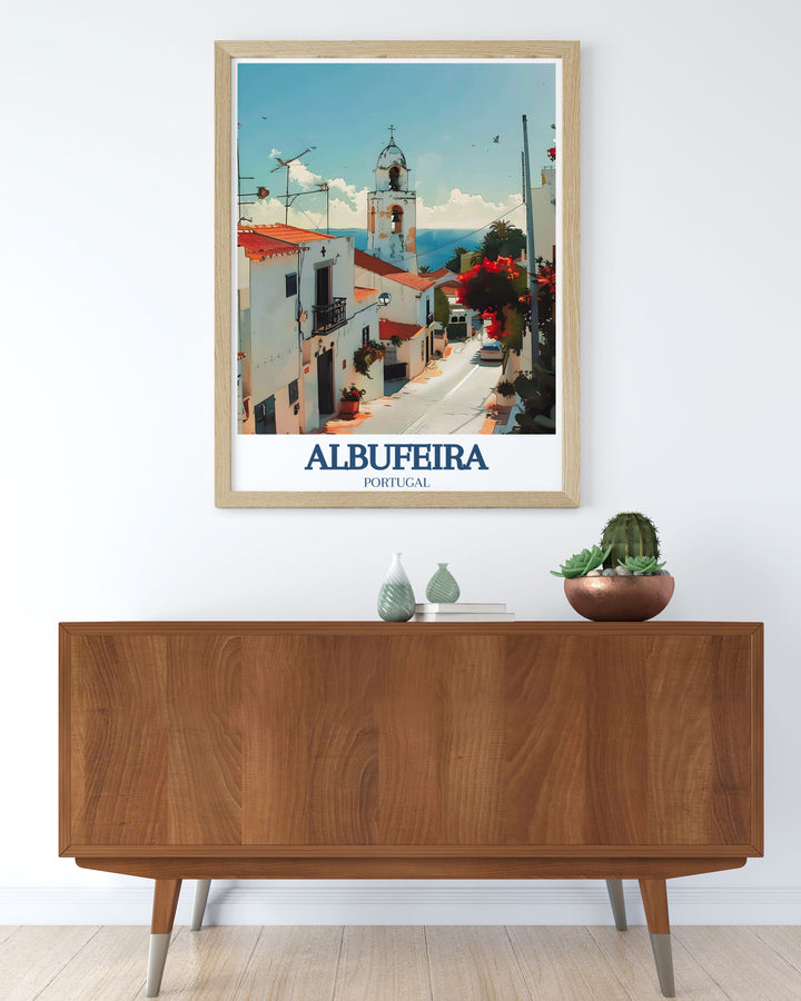 Albufeira wall art featuring the stunning St Anna Church, designed to bring a sense of peace and historical charm to your home decor.