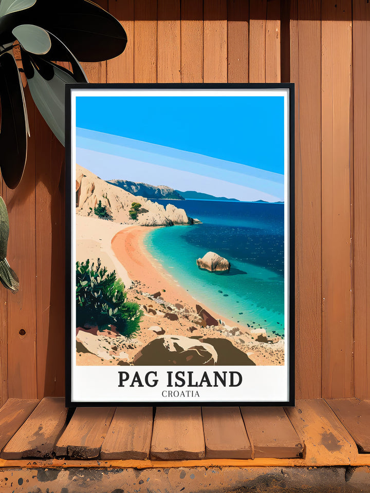 Pag Island Wall Art captures the natural beauty of Croatia Adriatic region Lokacija a stunning addition to your home decor this Croatia Print brings the charm of the Adriatic coast into your living space making it a perfect choice for any interior.