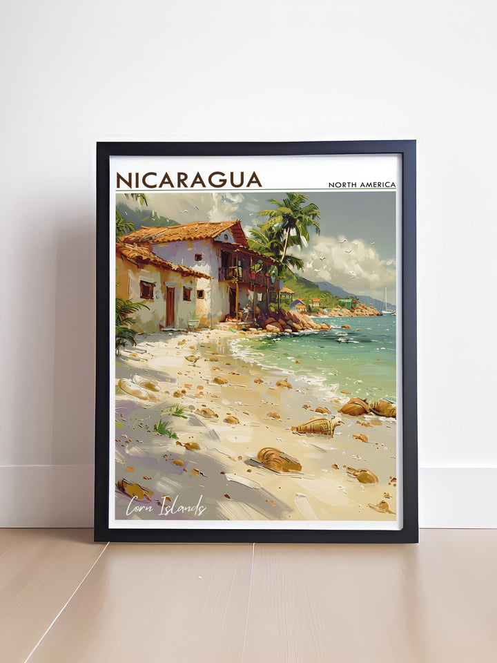 Personalized gifts with Corn Islands artwork ideal for anniversaries birthdays and Christmas celebrations Nicaragua photo art offering unique and memorable present options