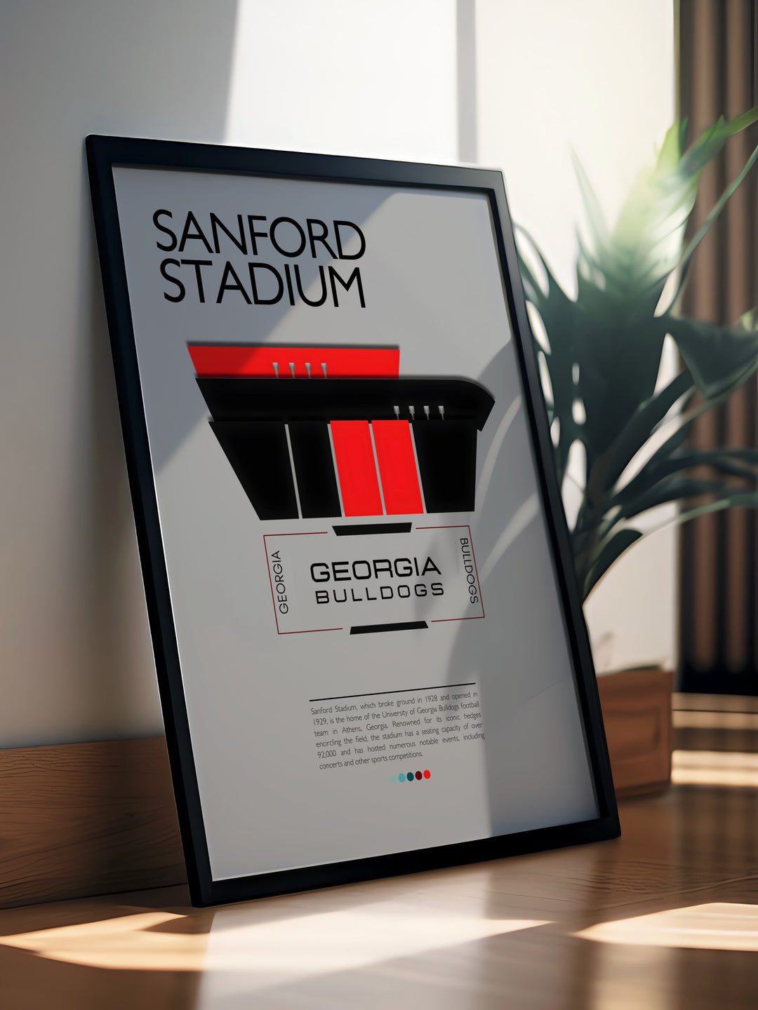 Celebrate UGA football with this Georgia Bulldogs print showcasing Touchdown Jesus at Sanford Stadium perfect for college dorms and avid football enthusiasts