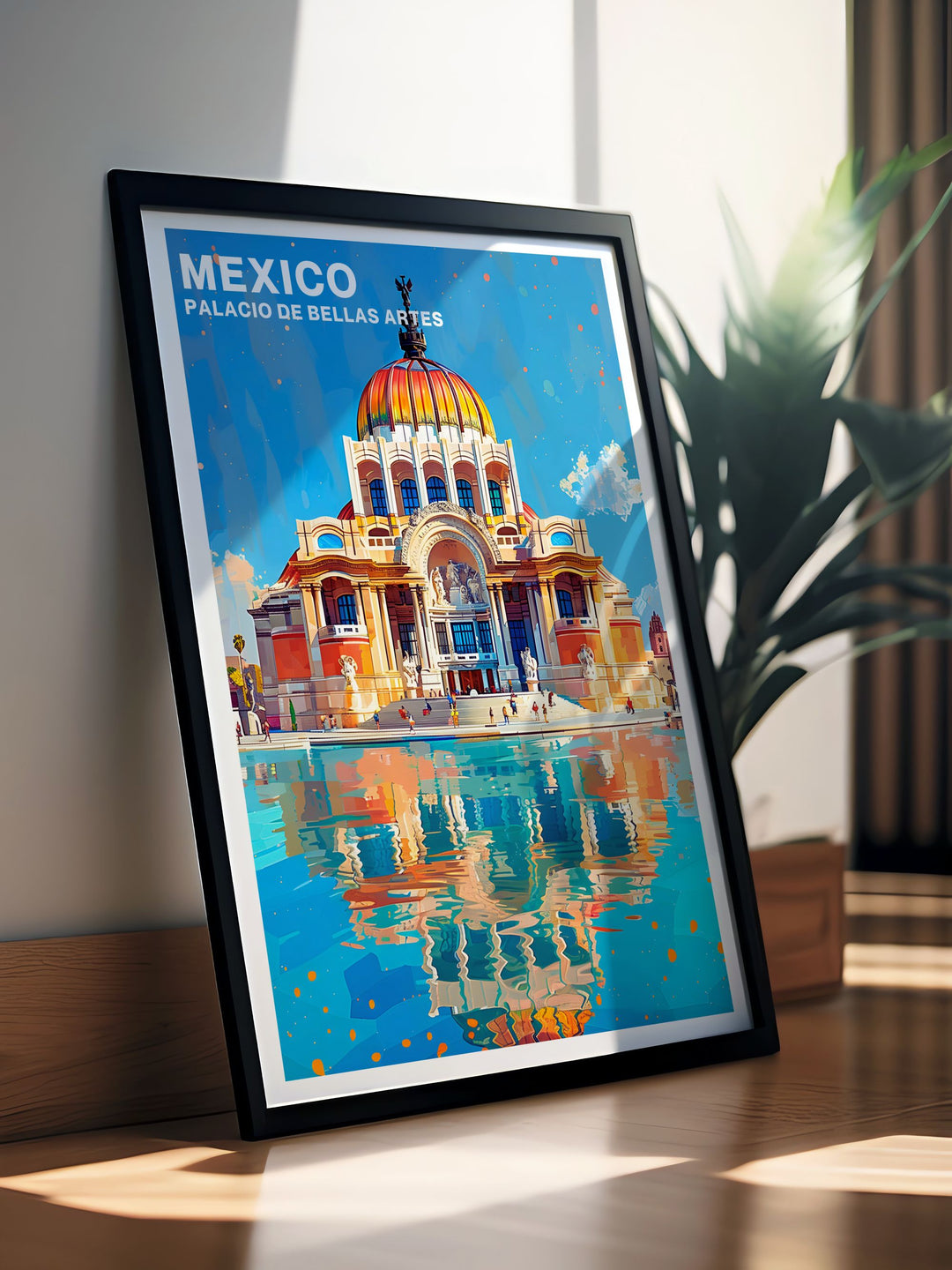 This vibrant art print of Mexico City highlights the citys dynamic cultural scene and historic sites, making it a standout piece for those who appreciate diverse cultural environments.