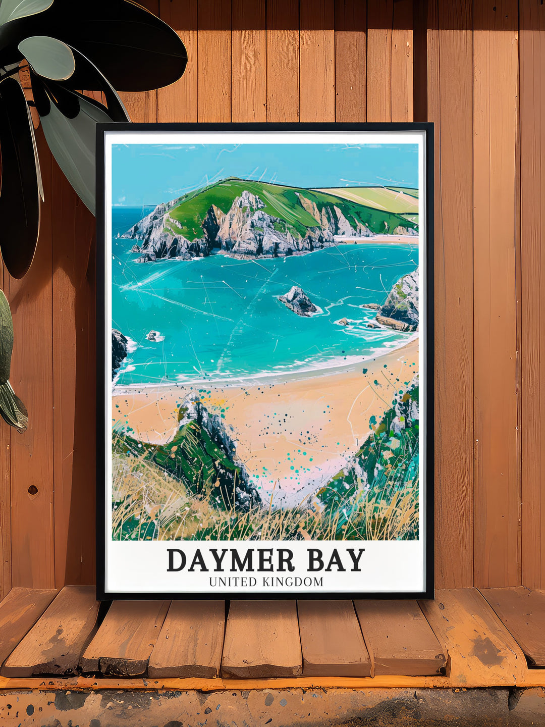 Featuring Brea Hill rising above Daymer Bay, this art print showcases the natural beauty of North Cornwalls coastal landscape. The green slopes of the hill contrast with the golden sands below, making this a perfect addition for nature lovers and coastal enthusiasts.