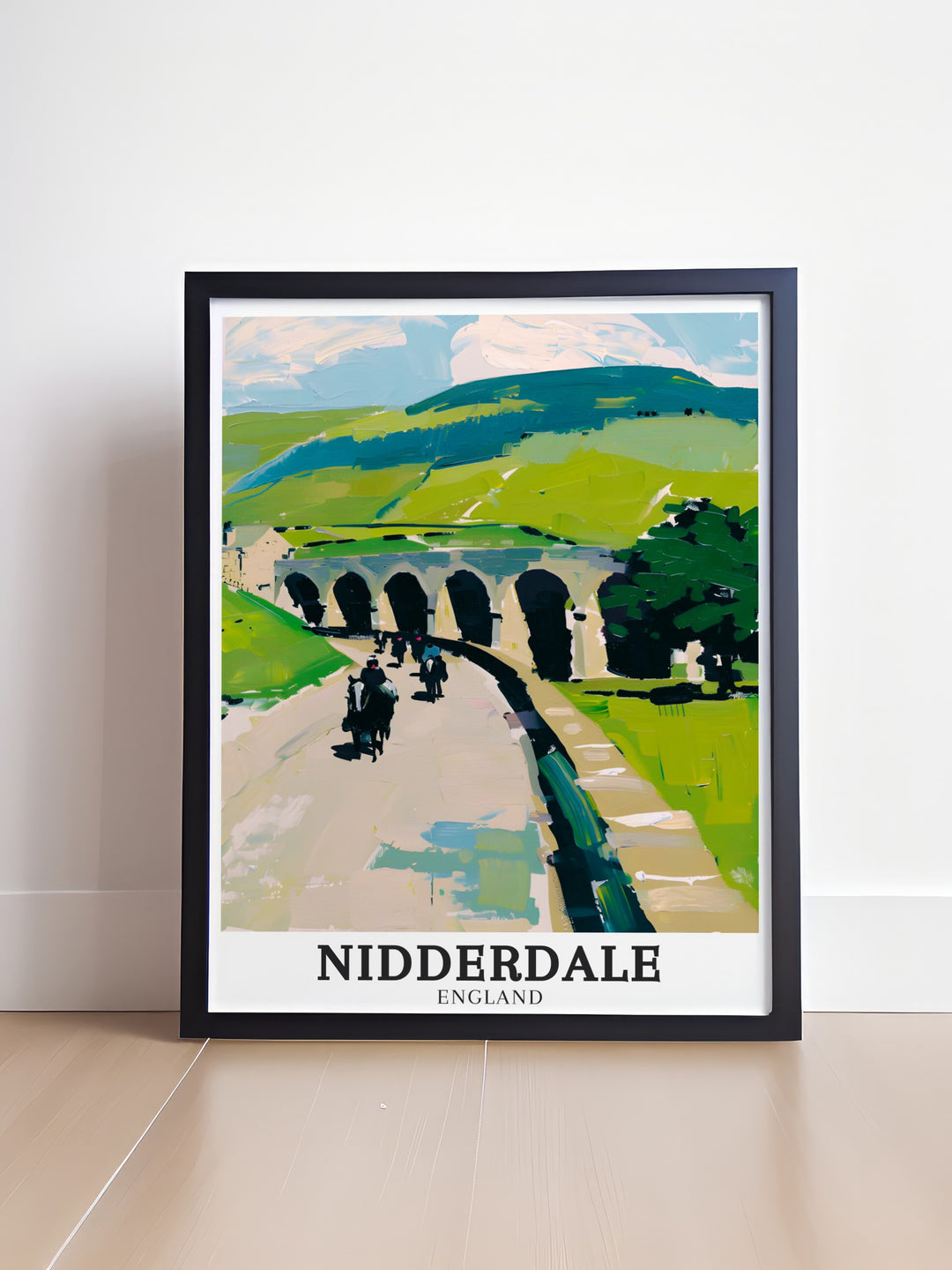 Nidderdale Greenway art print featuring scenic pathways along the River Nidd in the heart of the Yorkshire Dales. This travel print is a perfect choice for nature lovers and those seeking inspiration from the UKs stunning landscapes.