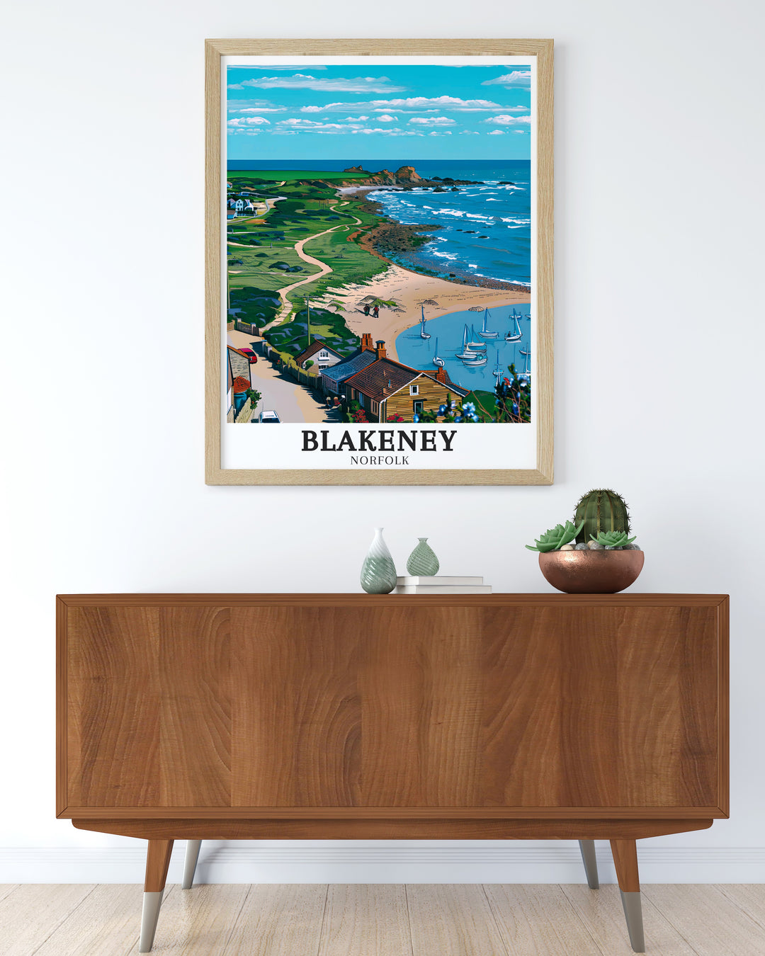 Blakeney Point Vintage Poster provides a nostalgic look at the historic village and harbour, blending the charm of the past with the natural beauty of the Norfolk coast. A perfect print for vintage travel poster collectors.