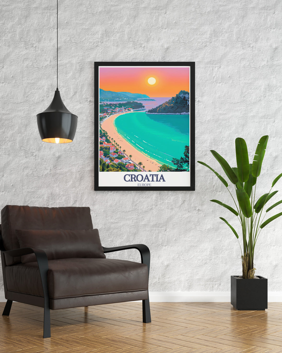 Zlatni Rat Beach Hvar Island stunning living room decor showcases the vibrant beauty of this Croatian destination providing a striking visual piece that enhances the aesthetic of any room with its natural elegance