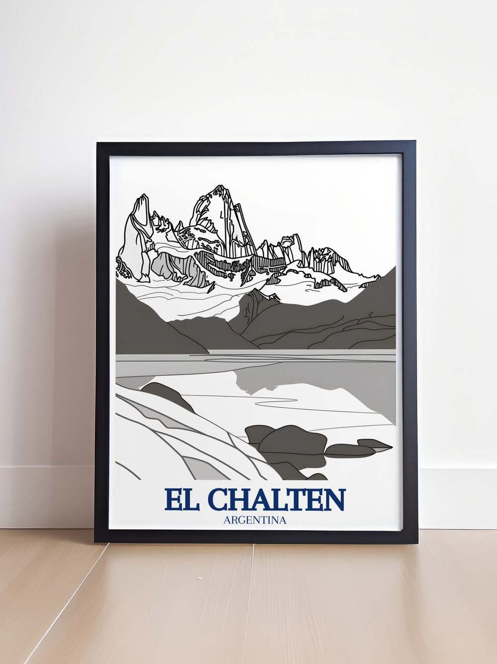 Celebrate the breathtaking beauty of El Chaltén with this vibrant Argentina Travel Poster. It showcases the magnificent peaks of Mount Fitz Roy and the serene Laguna de los Tres, ideal for any nature lovers wall.