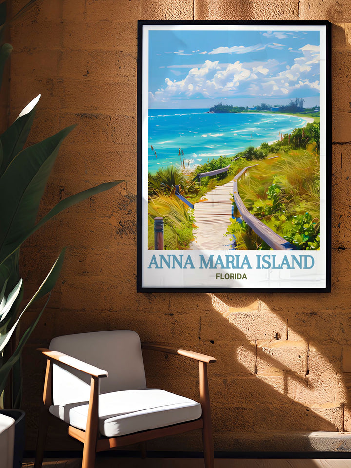 This Leffis Key Preserve modern decor print highlights the stunning natural landscape of Floridas Anna Maria Island. Its soft city color palette and peaceful setting make it the perfect addition to any home decor bringing tranquility and beauty to your space.