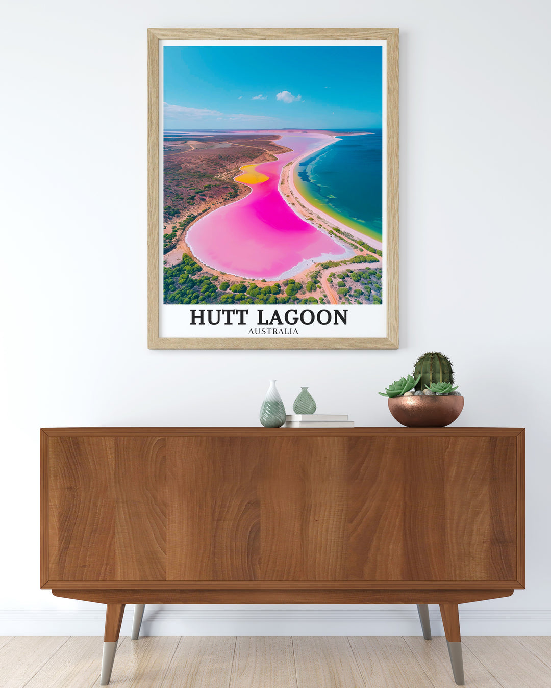 Elevate your home decor with the Hutt Lagoon Print featuring the mesmerizing Pink lake Kalbarri This Australia Wall Art is a perfect choice for creating a focal point in your living room or bedroom offering a glimpse of Australias natural beauty and vibrant colors