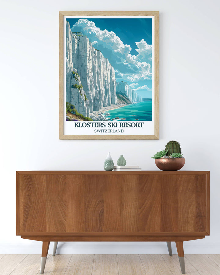 Celebrate the picturesque landscapes of the White Cliffs of Dover with our vintage prints. This White Cliffs of Dover artwork captures the essence of English tranquility and natural beauty making it a perfect gift for travel enthusiasts and art lovers
