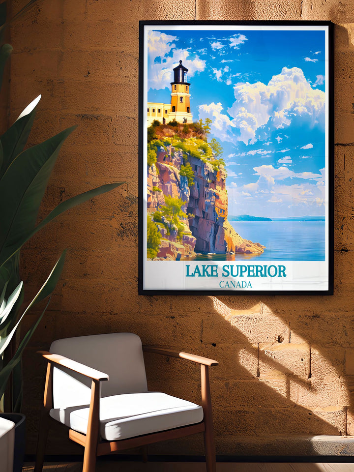Detailed print of Lake Superior, showcasing the clear blue waters and tranquil environment, making it a perfect addition to any room for a calming effect.