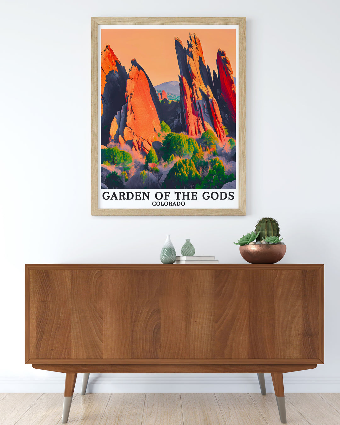 Colorado Springs Park South Gateway Rock Artwork and Gardens Gods Decor showcasing the striking red rock formations of Colorado ideal for creating a focal point in your living room or giving as a thoughtful gift for friends who love nature and adventure.