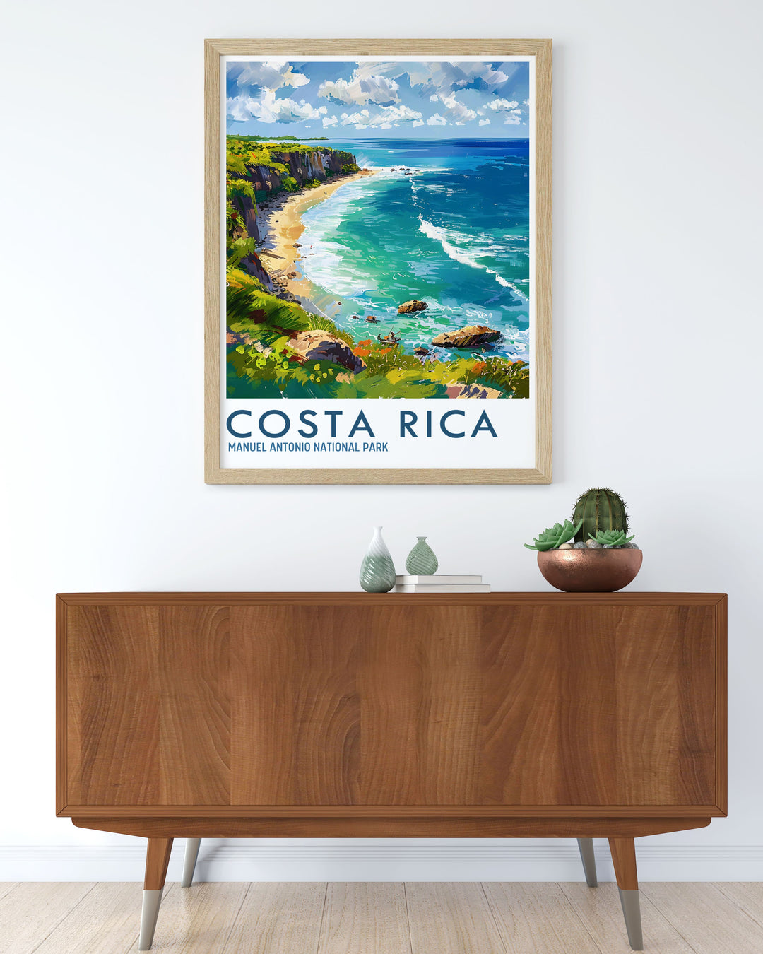 Experience the magic of Manuel Antonio National Park with this beautiful art print. Highlighting the parks rich wildlife and scenic views, this poster is ideal for those who love exploring tropical destinations. Add a piece of Costa Rican paradise to your walls with this captivating artwork.