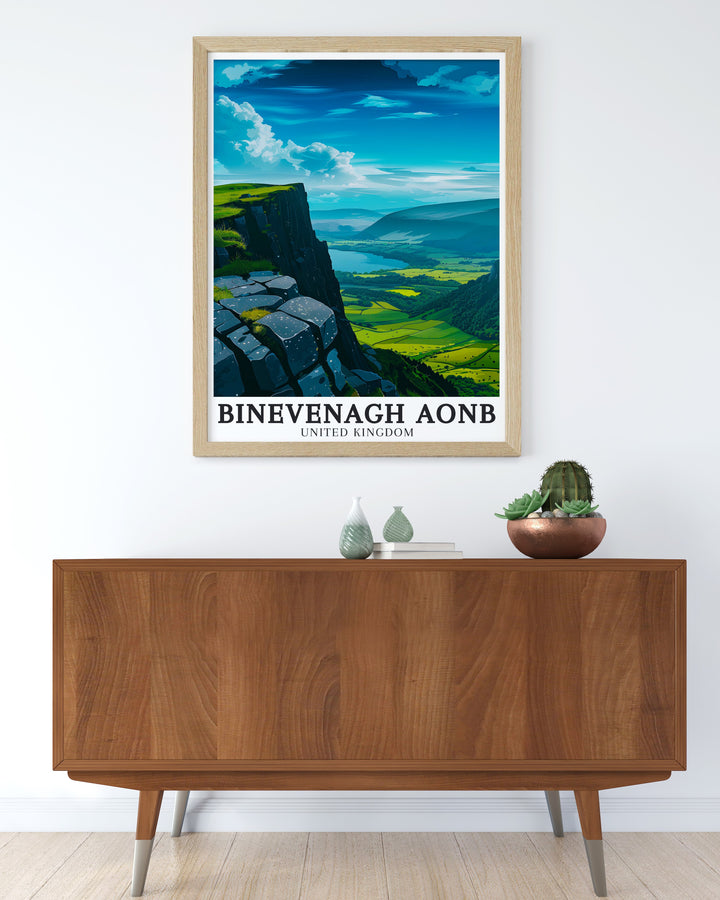 Elegant home decor with Binevenagh National Landscape Antrim basalt plateau framed print showcasing the beauty of Northern Irelands rugged landscapes perfect for any room in your home