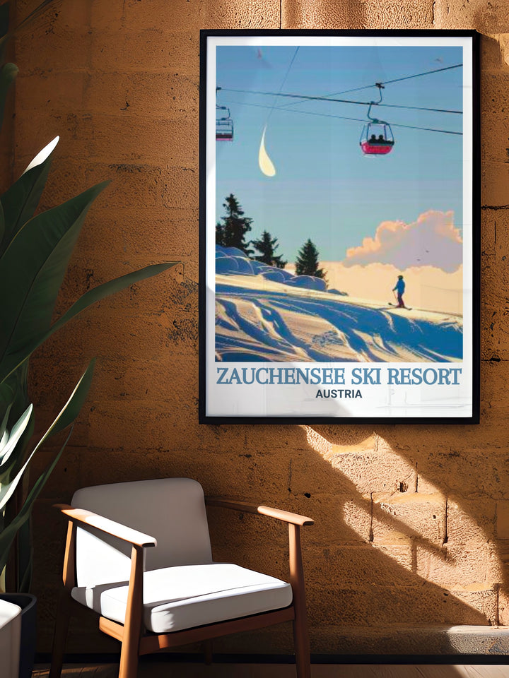 High quality Zauchensee Ski Resort Artwork emphasizing the elegant design of the ski slopes and alpine beauty paired with El Capitan and Yosemite Falls