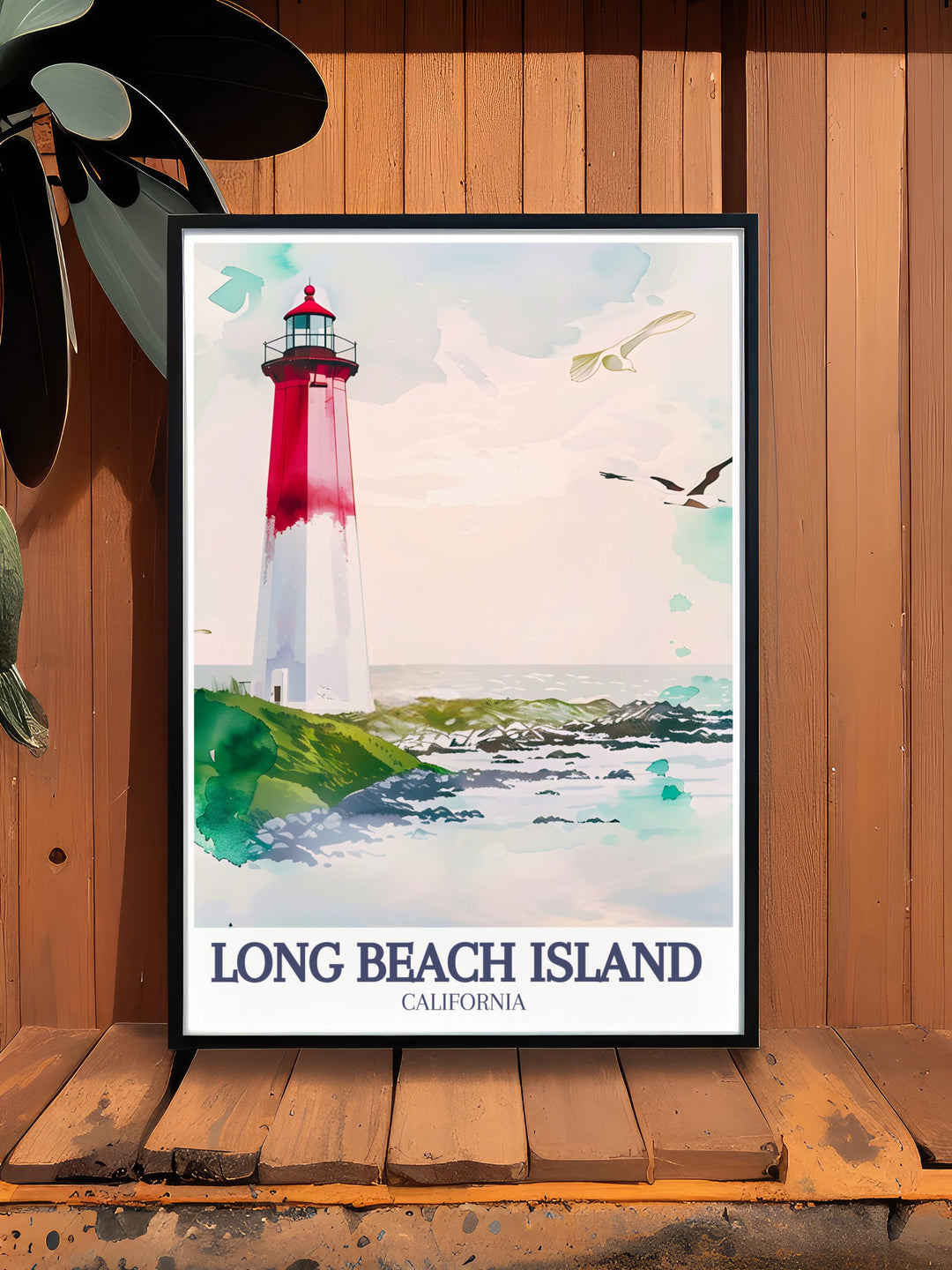 Celebrate the history and natural beauty of Long Beach Island with this travel poster featuring Barnegat Lighthouse. Perfect for any wall, this print captures the essence of the Jersey Shore and makes a great gift for those who love the coast.